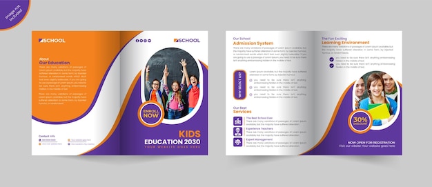 Creative School admission bi fold brochure template or school admission brochure design