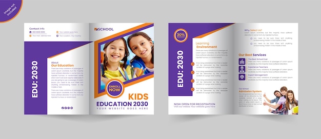 Creative School admission bi fold brochure template or school admission brochure design