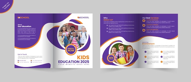 Creative School admission bi fold brochure template or school admission brochure design