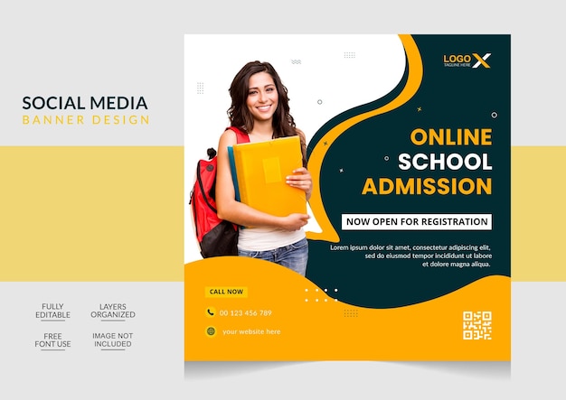 Creative School admission social media post design template