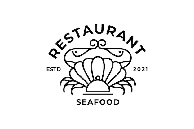 Creative Seafood restaurant stamp logo design template