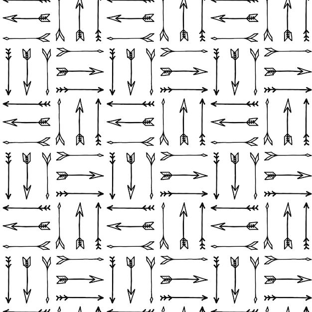 Creative seamless arrow pattern hand drawn design Vector tileable background