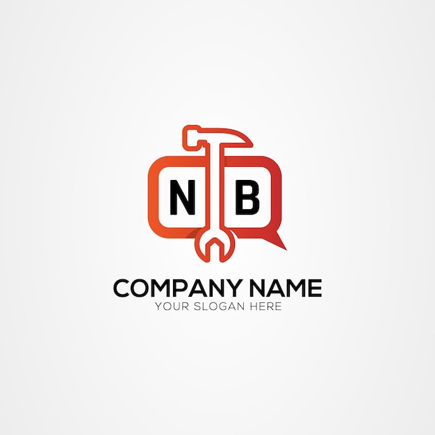 Vector creative services icon or chat logo with letter nb bn logo isolated vector illustration