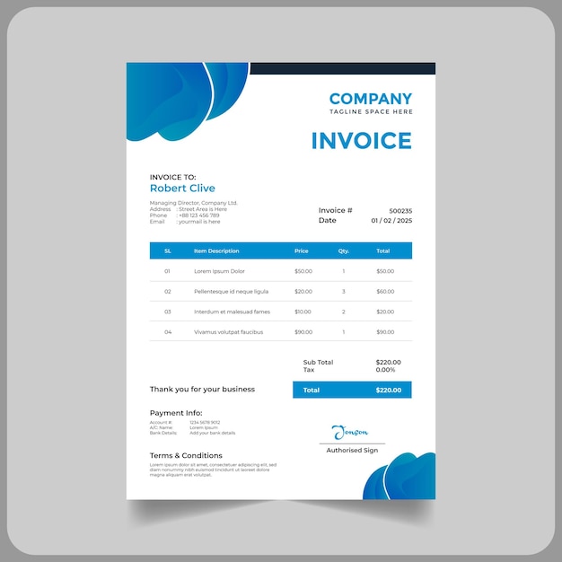 Creative shapes business invoice template