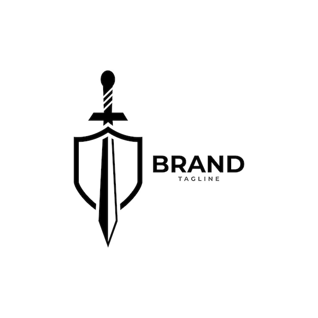 creative shield sword logo vector.