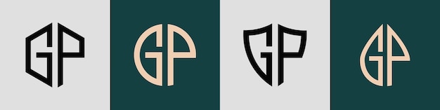 Creative simple Initial Letters GP Logo Designs Bundle