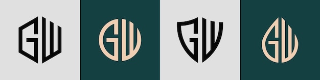 Creative simple Initial Letters GW Logo Designs Bundle