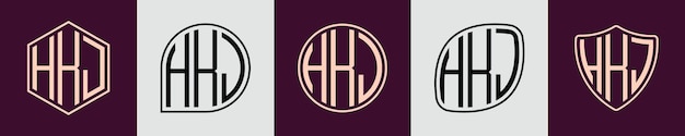 Creative simple Initial Monogram HKJ Logo Designs