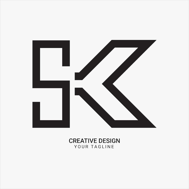 Vector creative sk or ks initial monogram line art pattern modern brand unique style logo design