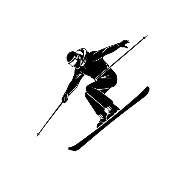 Vector creative ski man playing silhouette vector art