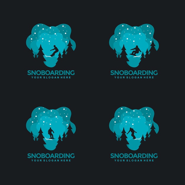 Creative Snowboarding design concepts logos