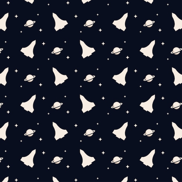 creative space rocket galaxy seamless pattern