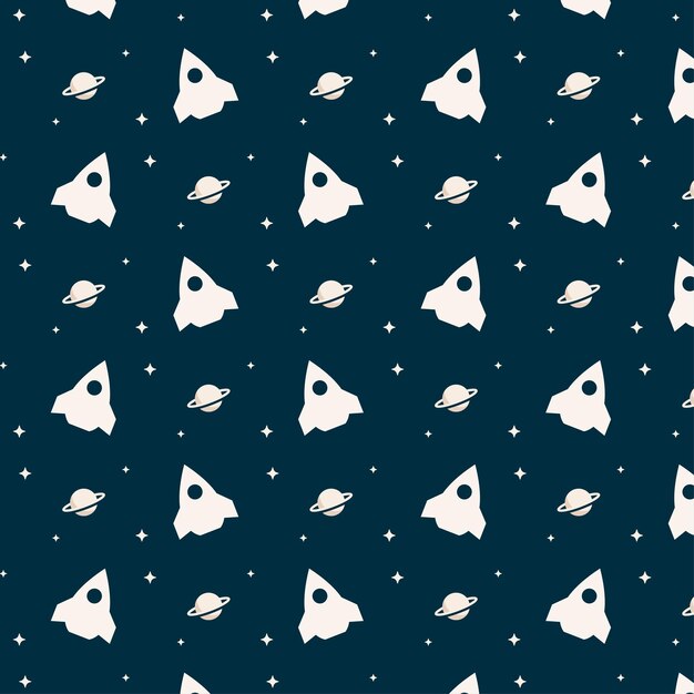 creative space rocket galaxy seamless pattern