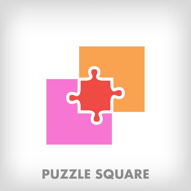 Creative square pieces combining puzzle logo Unique color transitions Puzzle and geometric shape