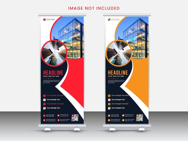 Creative standee roll up display banner design vector template