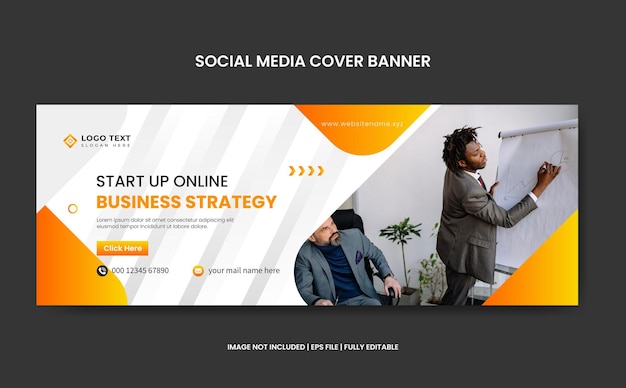 Creative StartUp online Business Strategy social media cover design or web banner template