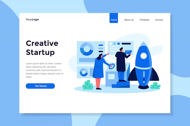 Creative Startup team work   illustration concept