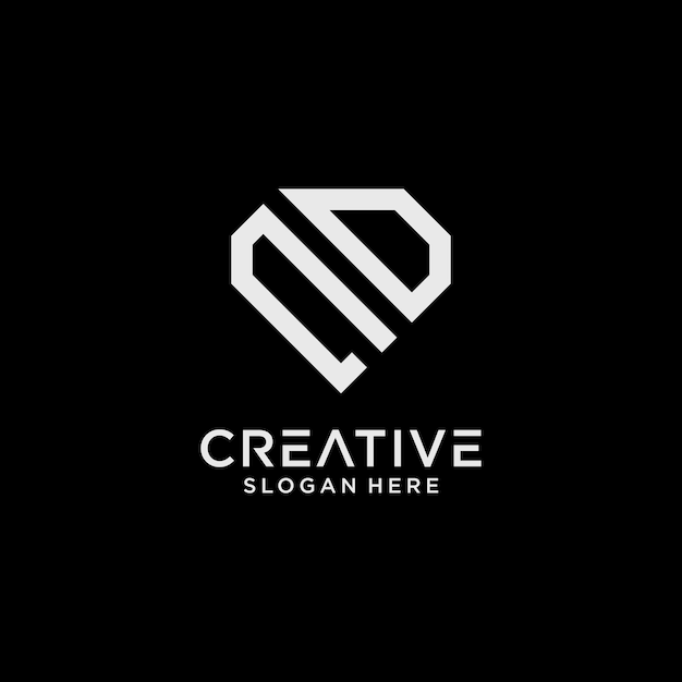 Creative style nd letter logo design template with diamond shape icon