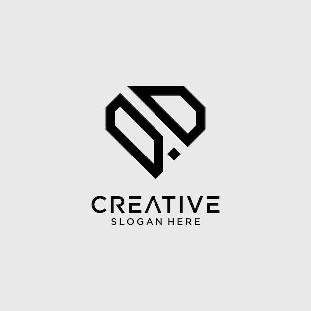 Creative style qd letter logo design template with diamond shape icon