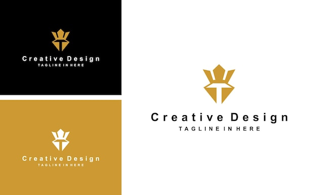 creative T letter crown luxury monogram logo design idea vector