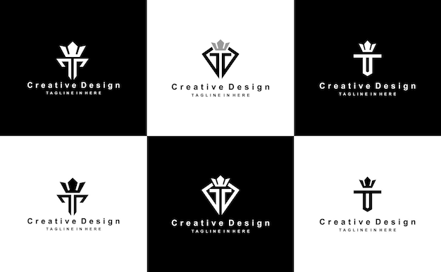 creative T letter crown luxury monogram logo design idea vector