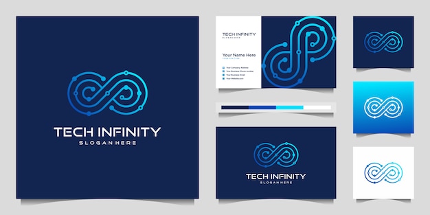 Creative tech infinity line. Modern Infinity logo design and business card