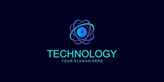 Creative technology logo design with modern style premium vector