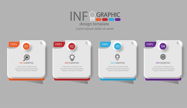 Creative template infographic design with 4 steps lines