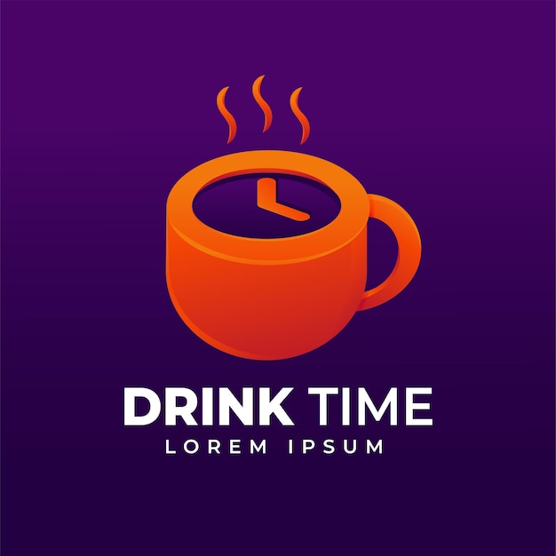 Creative template logo drink with time icon