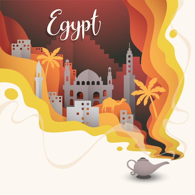 Creative Travel advertising illustration to the egypt for banners or flyers