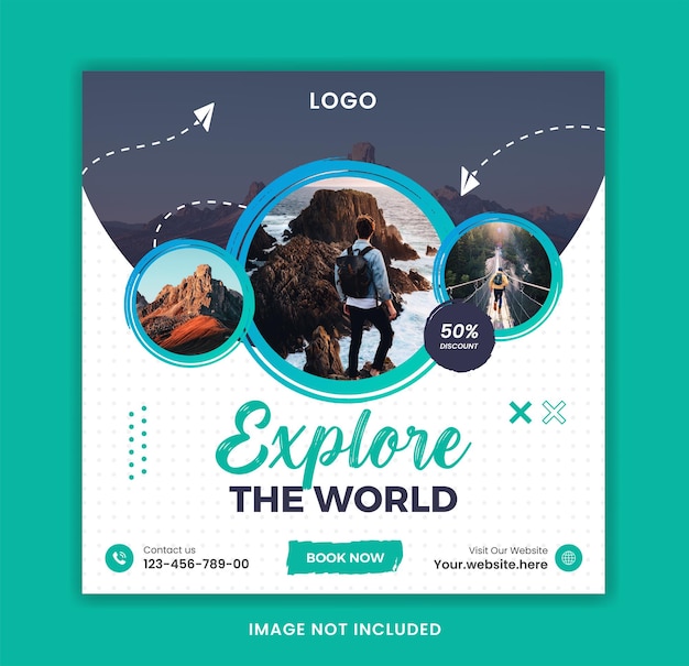 Vector creative travel social media post design