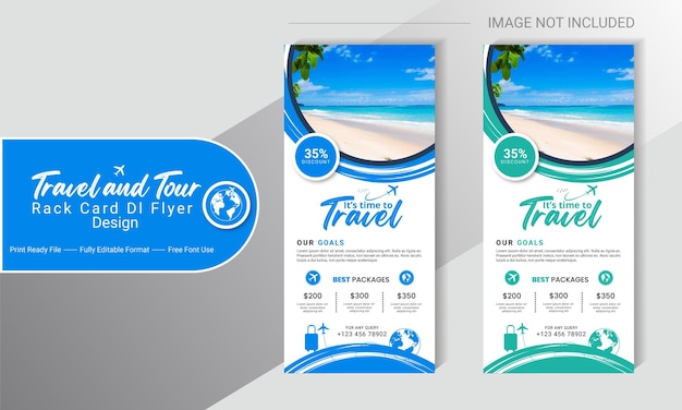 Vector creative travel and tour company modern dl flyer and rack card design