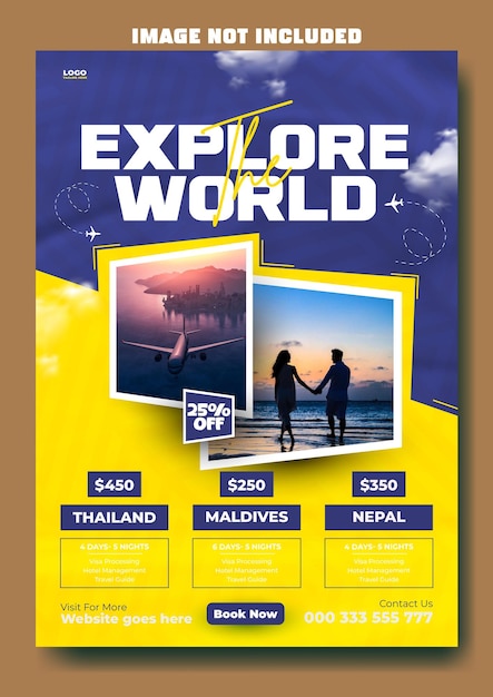 Creative travel tour flyer template design