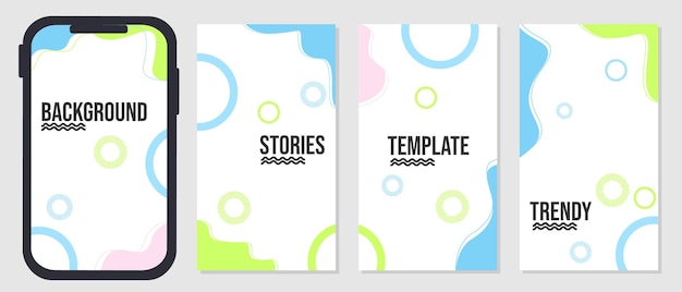 creative and trendy social media story design set. blue white background post