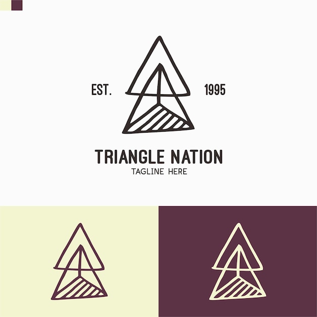 Creative triangle art line logo design illustration template