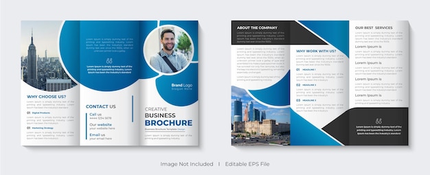 Creative trifold brochure template booklet with company profile cover design for business agency