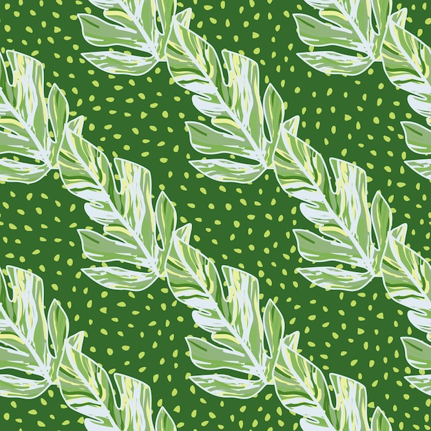 Creative tropical leaves seamless pattern in sketch style Palm leaf endless floral background