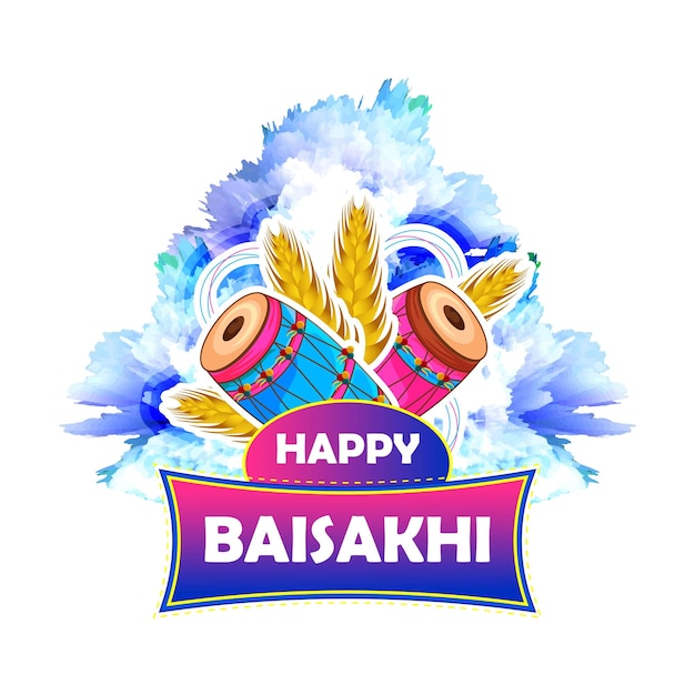 Creative Typography Illustration of Happy Baishakhi with Brush Style Background