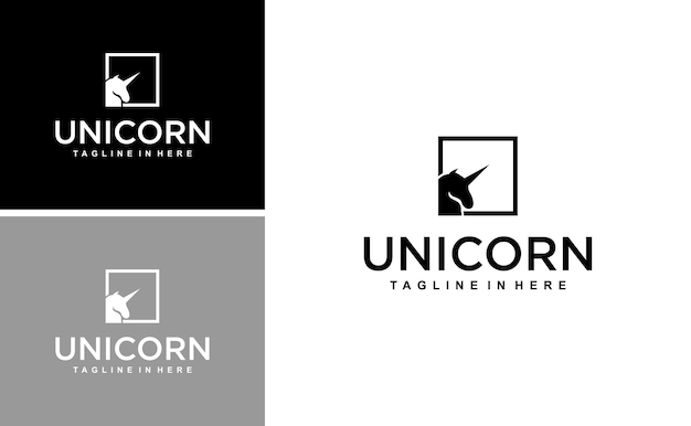 creative unicorn horn logo design magic horse myth vector