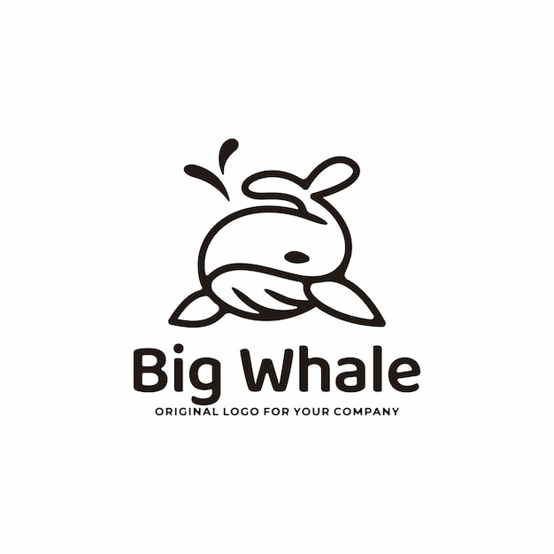 Creative unique big whale logo design template.