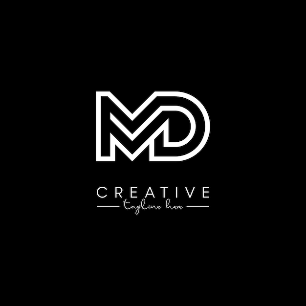 Creative Unique Letter MD DM Initial Based Stylish Line Logo Design Vector Template