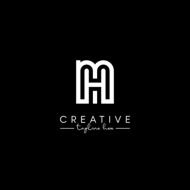 Vector creative unique letter mh hm initial based stylish line logo design