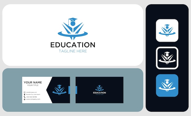 Creative unique modern Education Logo and business card vector template