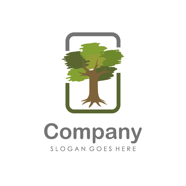 Creative and unique tree logo design template 