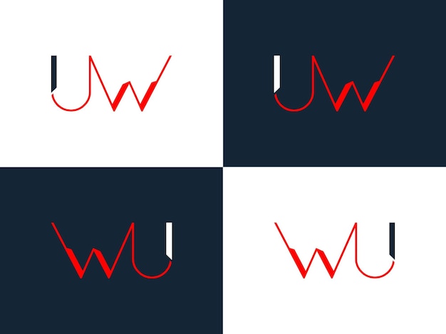 Creative UW, WU letters logo, Icon Design template vector, end company business logo.