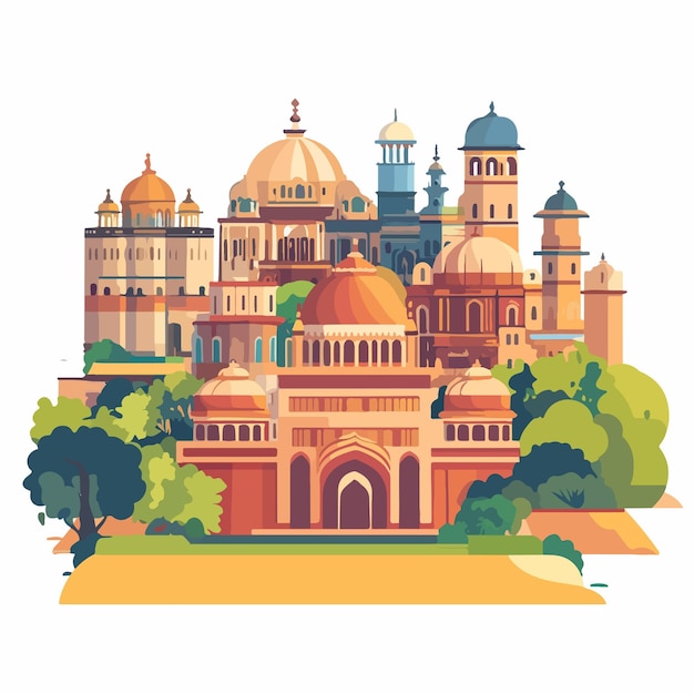 Creative Vector Cartoon Illustration of Jharkhand Skyline