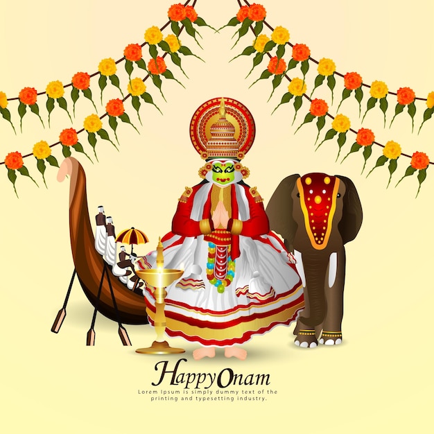 Creative vector illustration of happy onam