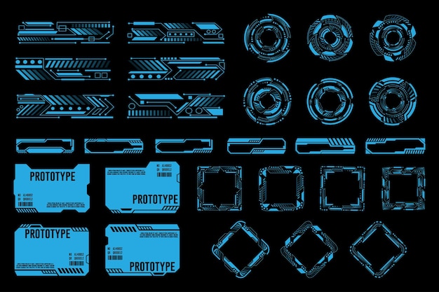 Creative vector illustration of HUD interface elements set infographics Sci Fi design