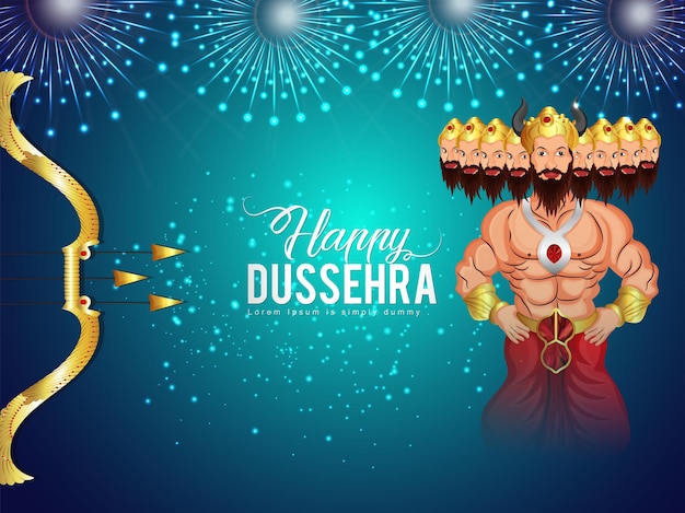 Creative vector illustration of lking ravan for happy dussehra