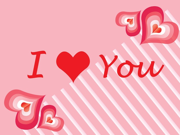 Vector creative vector illustration of red heart i love you with place for your text isolated on background